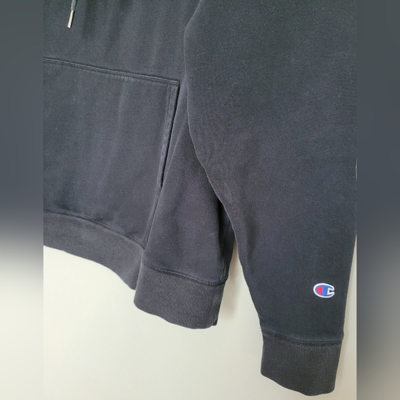 Champion Men's Black Hoodie 80% Cotton Kangaroo Pocket XL - Picture 4 of 16